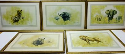 Portraits of African Wild Animals including Black Rhino, African Elephant, Cheetah,
