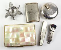 Peruvian silver ashtray 1934 stamped 925, Ritz Carlton chromium ashtray,