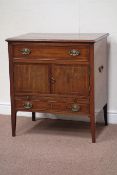 Georgian mahogany bedside night cabinet, two drawer and cupboard, checkered banding, W72cm, H80cm,