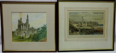 Byland Abbey, watercolour unsigned 20cm x 24cm and 'The New Spa and Saloon Scarbor'1839',