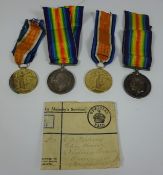Military medals - two pairs of WWI medals, service and victory medals awarded to PTE. R.D.