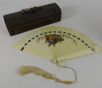 Late Victorian ivory fan and leather box Condition Report <a href='//www.