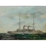 'H.M.S Gibraltar', ship portrait oil on board unsigned 28.