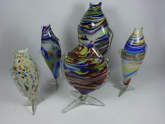 Five Murano style glass fish on tails H42cm max (5) Condition Report <a