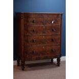 Early Victorian mahogany chest fitted with two short and three long drawers, W110cm, H137cm,