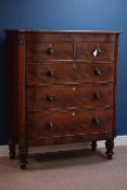 Early Victorian mahogany chest fitted with two short and three long drawers, W110cm, H137cm,