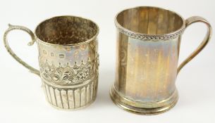Victorian hallmarked silver mug and a silver mug Birmingham 1928 approx 5.