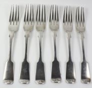 Set of six Victorian silver fiddle pattern dessert forks by George Maudsley Jackson London 1883