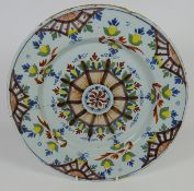 18th Century Dutch Delft polychrome plate, dia.