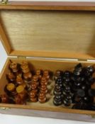 Turned and carved wood chess set, boxed Condition Report <a href='//www.