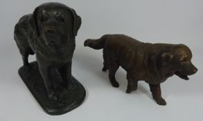 Two bronze finish Newfoundland dog sculptures (2) Condition Report <a