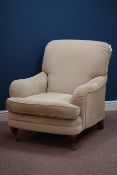 'Howard & Co' style armchair upholstered in beige fabric,