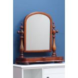 Victorian mahogany serpentine dressing table mirror, arched top mirror,