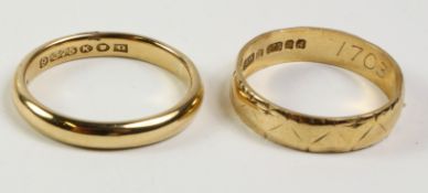 Two hallmarked 9ct gold wedding bands approx 4.