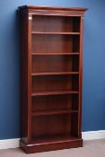 Bradley reproduction mahogany open bookcase, five adjustable shelves,