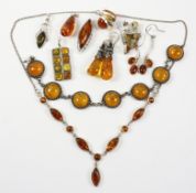 Collection of amber jewellery stamped 925 Condition Report <a href='//www.