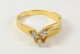 Three stone diamond gold ring stamped 14K Condition Report <a href='//www.