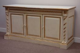 Italian style cream and gilt sideboard, W176cm, H89cm,