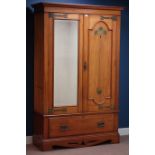 Art Nouveau satin walnut double wardrobe,