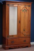 Art Nouveau satin walnut double wardrobe,