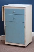 Mid 20th century vintage retro painted kitchen cabinet with two drawers and cupboard, W56cm, H89cm,