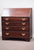 George III oak fall front bureau, four graduating drawers, W92cm, H105cm,