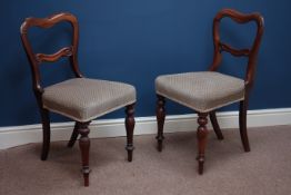 Pair Victorian rosewood chairs shaped back with upholstered seat Condition Report