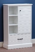 Ivory finish cabinet fitted with drawer and cupboard, W62cm, H101cm,