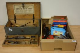 'The Technical Chest of Useful Tools' complete with various wood working tools and a box of other