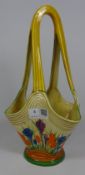 A Clarice Cliff 'Bizarre' Crocus pattern basket with flower holder, printed marks H32.