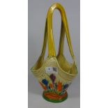 A Clarice Cliff 'Bizarre' Crocus pattern basket with flower holder, printed marks H32.