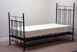 Victorian brass and iron single bedstead with mattress Condition Report <a