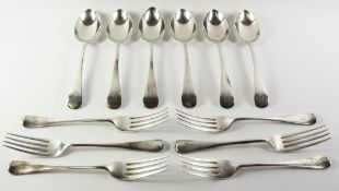Set of six silver dessert spoons by Joseph Rodgers Sheffield 1905 and forks by Charles Boyton & Son