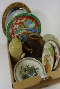 Japanese charger, Portmeirion and other plates, bevelled edge mirror,