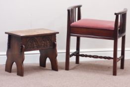 20th century piano stool and oak hinged stool Condition Report <a href='//www.