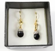 Black onyx and diamond drop ear-rings Condition Report <a href='//www.