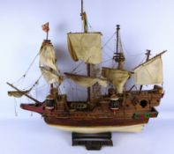 Wooden scale model of HMS Ark Royal 1587 L80cm,