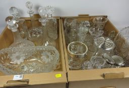 Lead crystal glass oval bowl, Waterford crystal water jug,