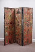 Late 19th century three panel dressing screen with Victorian cutouts,
