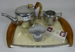 Three piece Picquot tea service with matching tray Condition Report <a