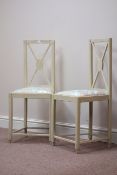 Pair 20th century upholstered painted wooden chairs Condition Report <a