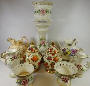 Pair of ovoid vases & covers decorated with fruit,