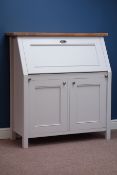 Marks & Spencer Home painted bureau desk with fall front and oak top, W111cm, H118cm,