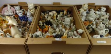 Large collection ornamental cat figures in three boxes Condition Report <a