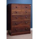 Georgian mahogany chest fitted with five graduating drawers, W105cm, H151cm,