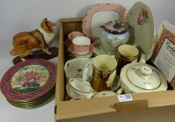 Beswick Collie 'Rough', Coalport strawberry basket, pair of Ridgways coronation mugs, teaware,