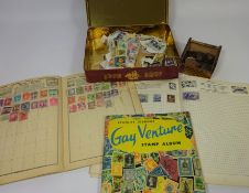 Collection of GB and continental stamps in albums and loose and a collection of old coins