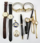 Collection of wrist and fob watches and a Cross ballpoint pen Condition Report
