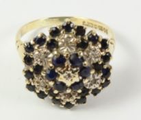 Diamond and sapphire cluster gold ring hallmarked 9ct Condition Report <a