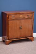 Reproduction inlaid mahogany side cabinet fitted with drawer, W77cm, H79cm,